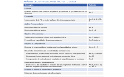 Análisis del proyecto de ley de incorporación de la perspectiva de género en los presupuesto públicos                                          (S-0268/2020)